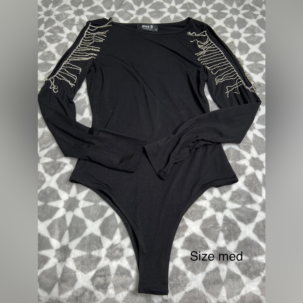 BlueB rhinestone fringe bodysuit